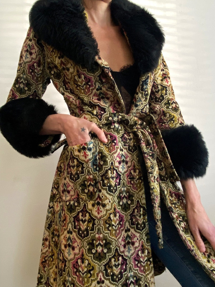 Patchwork Tapestry Coat (Medium) - Imber Vintage