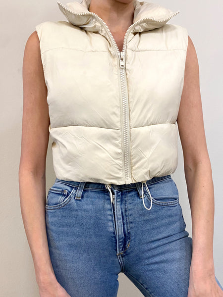 Cropped Puffer Vest Small