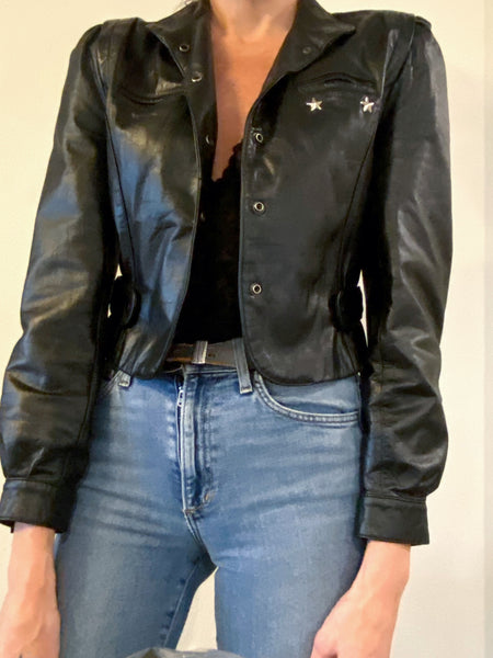 Vintage Leather Cropped Jacket. XS/S