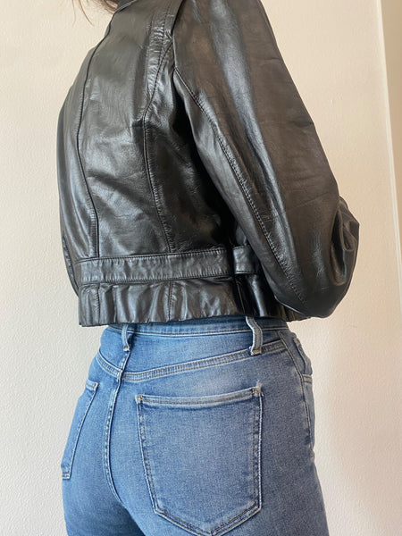 Vintage Leather Cropped Jacket. XS/S