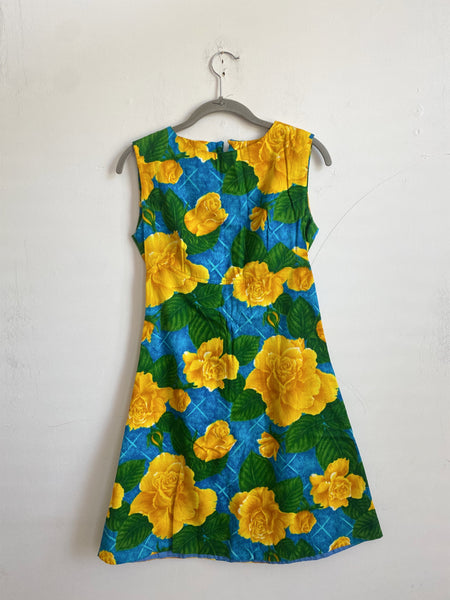 Vintage Homemade 60's Floral Mini Dress Small