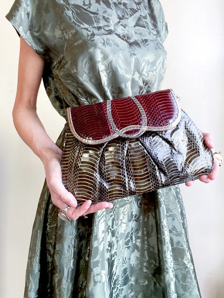 Vintage snakeskin purse. Love this color combo! Excellent vintage condition. 