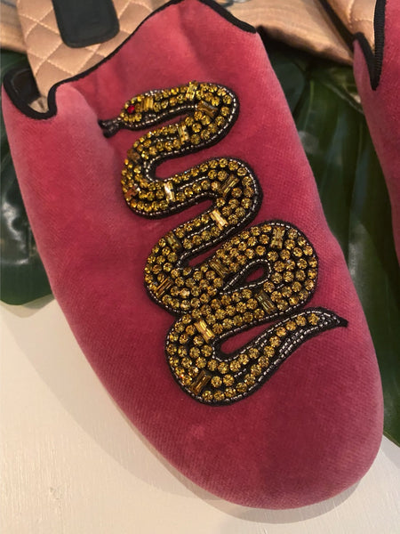 Gucci Velvet Snake Slides Size 8.5