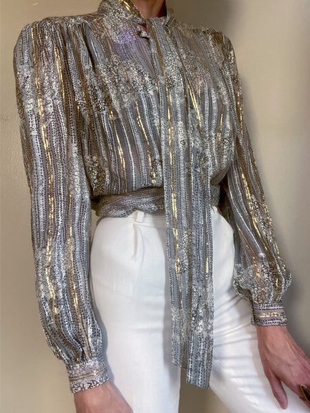 Private Collection: Vintage Silk Scarf Blouse M/L