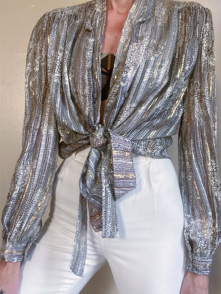 Private Collection: Vintage Silk Scarf Blouse M/L