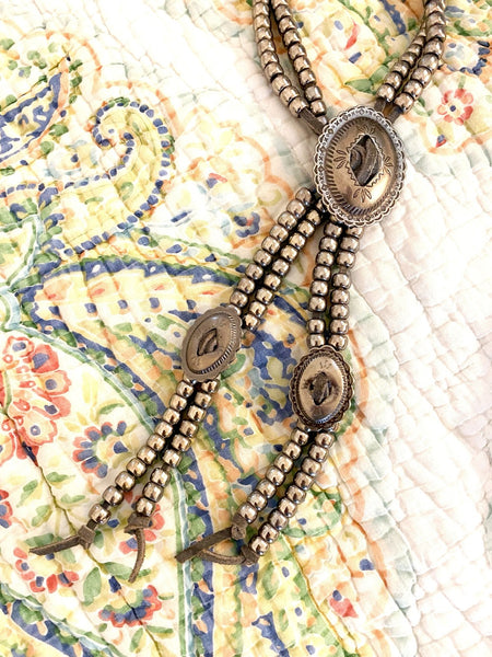 Vintage Leather and Concho Necklace