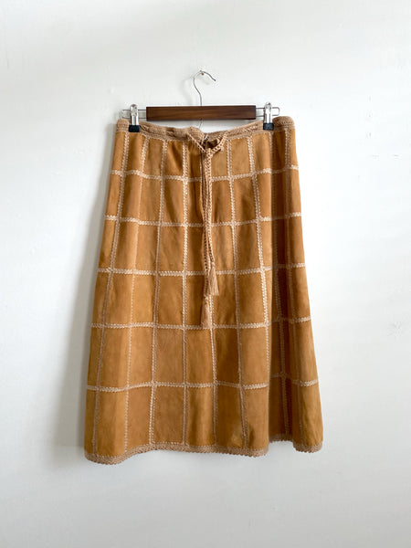 Vintage 70's Patchwork Suede Skirt/Vest Set Medium