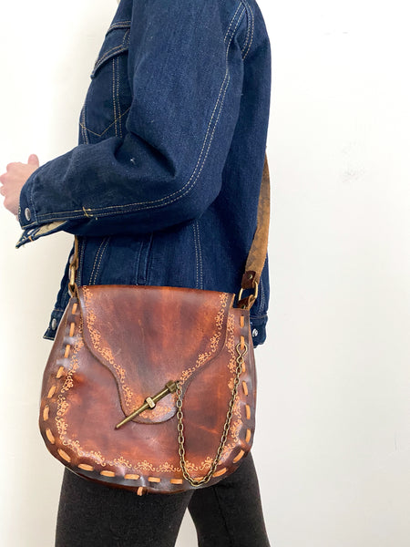 Vintage Tooled Leather Bag