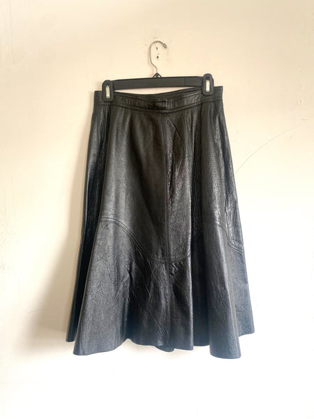 Vintage Leather Midi Skirt Medium