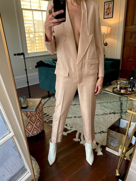 Vintage Stella McCartney Plunging Silk Tuxedo Jumpsuit Size 4/6