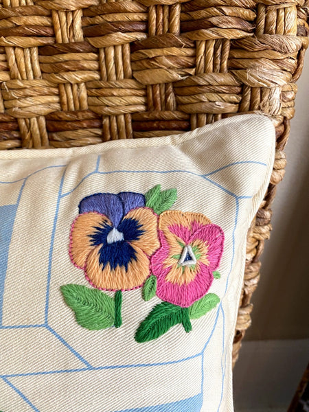 Vintage Hand Embroidered Throw Pillow