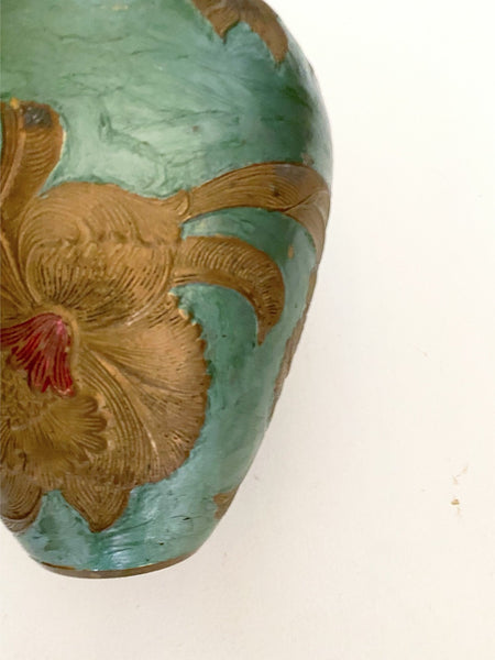 Vintage Painted Copper Vase