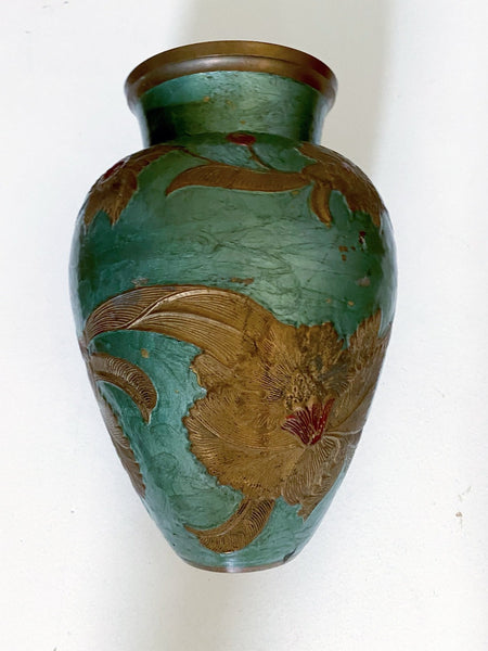 Vintage Painted Copper Vase