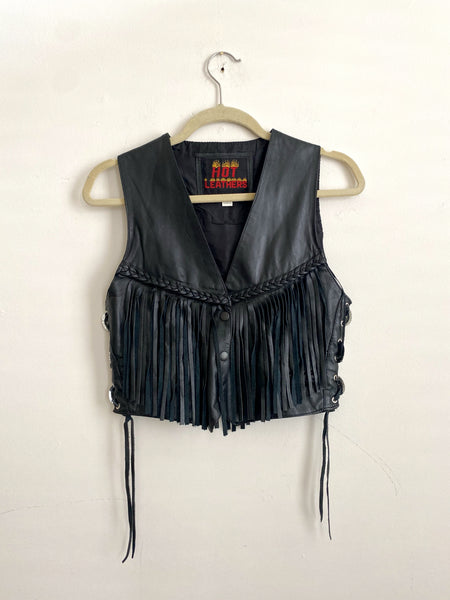 Vintage Fringe leather Concho Vest XS/S