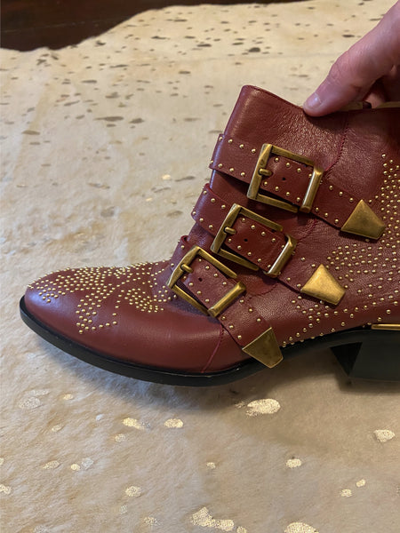 Chloe Susanna Studded Ankle Boots Size 38