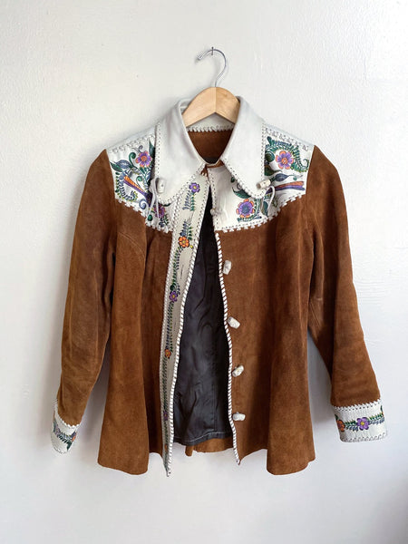 Char Suede and Leather Hand Painted Jacket