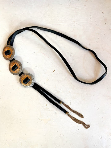Concho Bolo Necklace on Leather