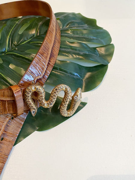 Private Collection: Vintage Gail Labelle Serpent Leather Belt Medium