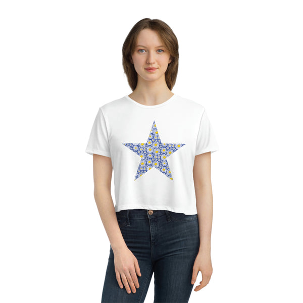 Wildflower Star - Assorted Colors -  Flowy Cropped Tee